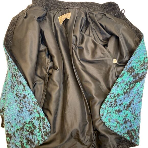 Vintage Hilda Wool Sweater Jacket Made in Iceland Size Small Blue Black - Picture 8 of 11